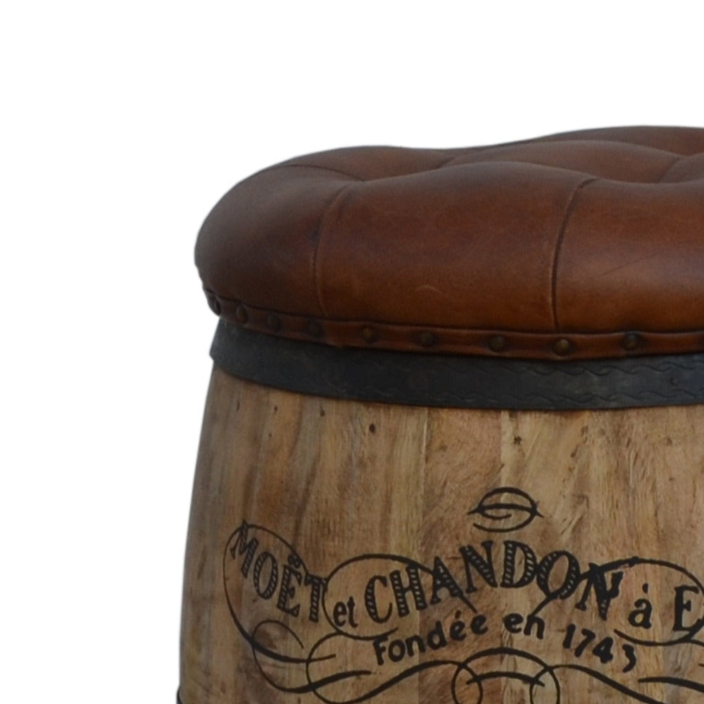 "Moet Chandon" Barrel & Leather Ottoman