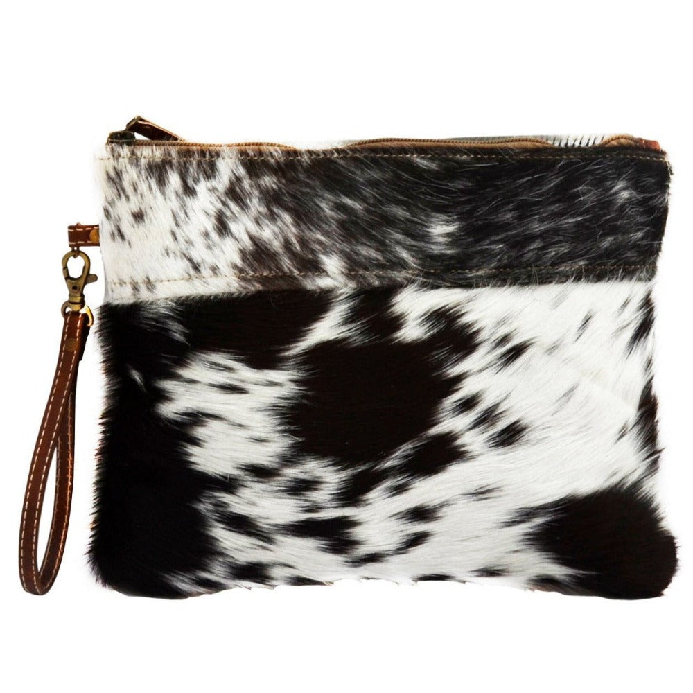 Everyday Cowhide Zip Clutch Bag