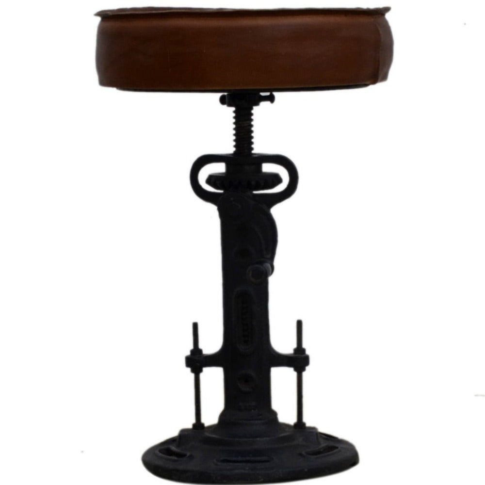 Industrial Paris Wind Up Cast Iron Bar Stool