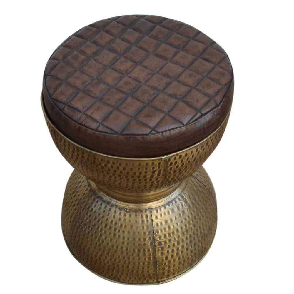 Margie Copper Look Leather Seat Drum Stool