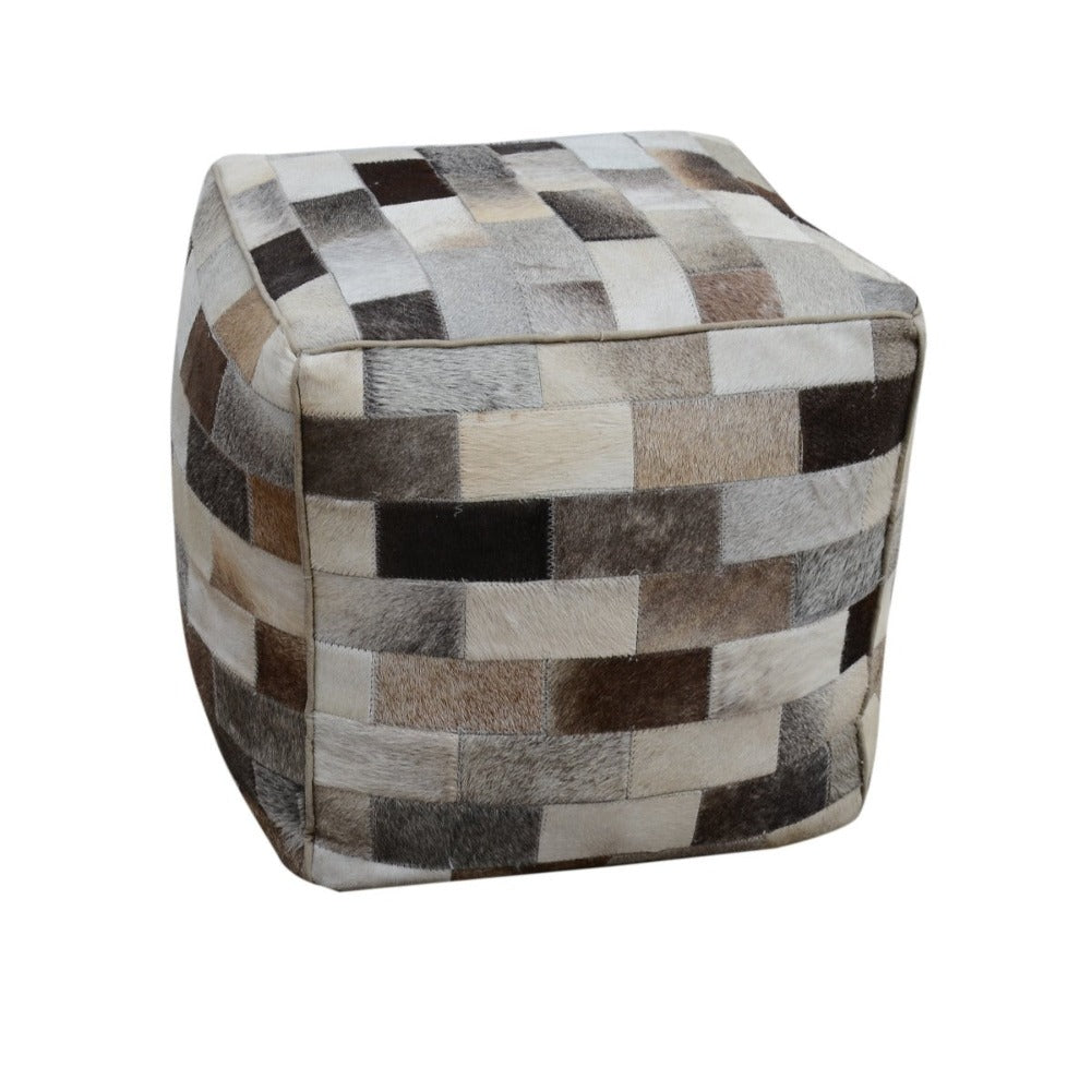 Cowhide Square Patch Ottoman