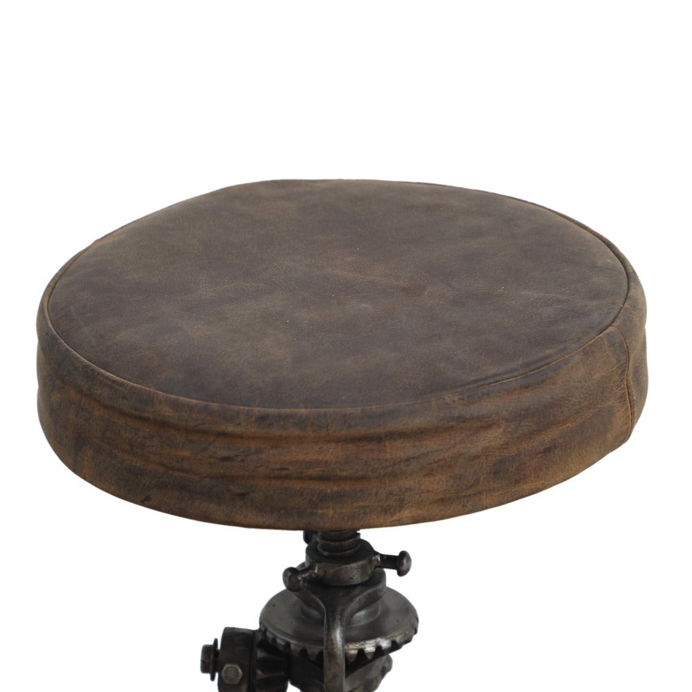 Vintage Leather Windup Stool