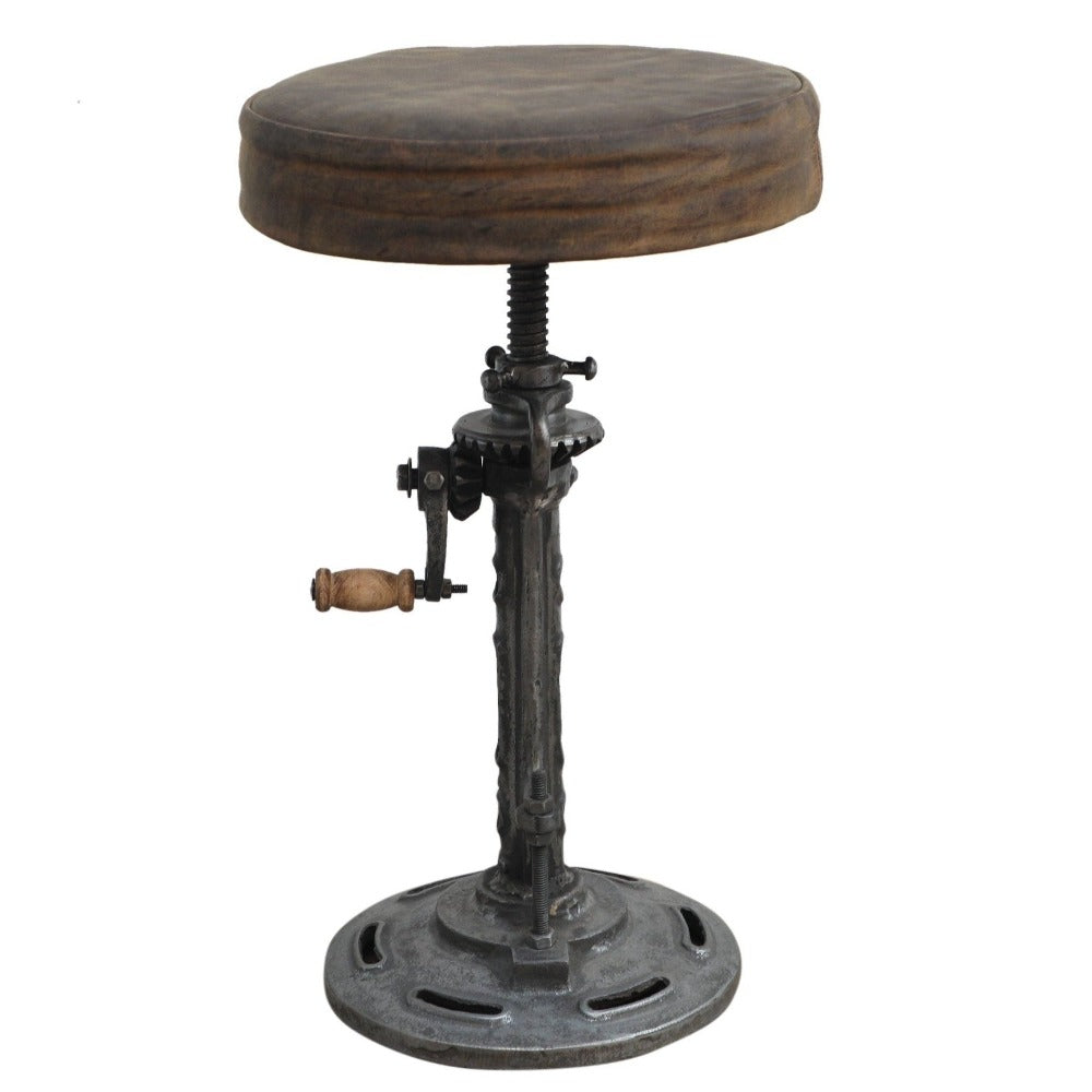 Vintage Leather Windup Stool