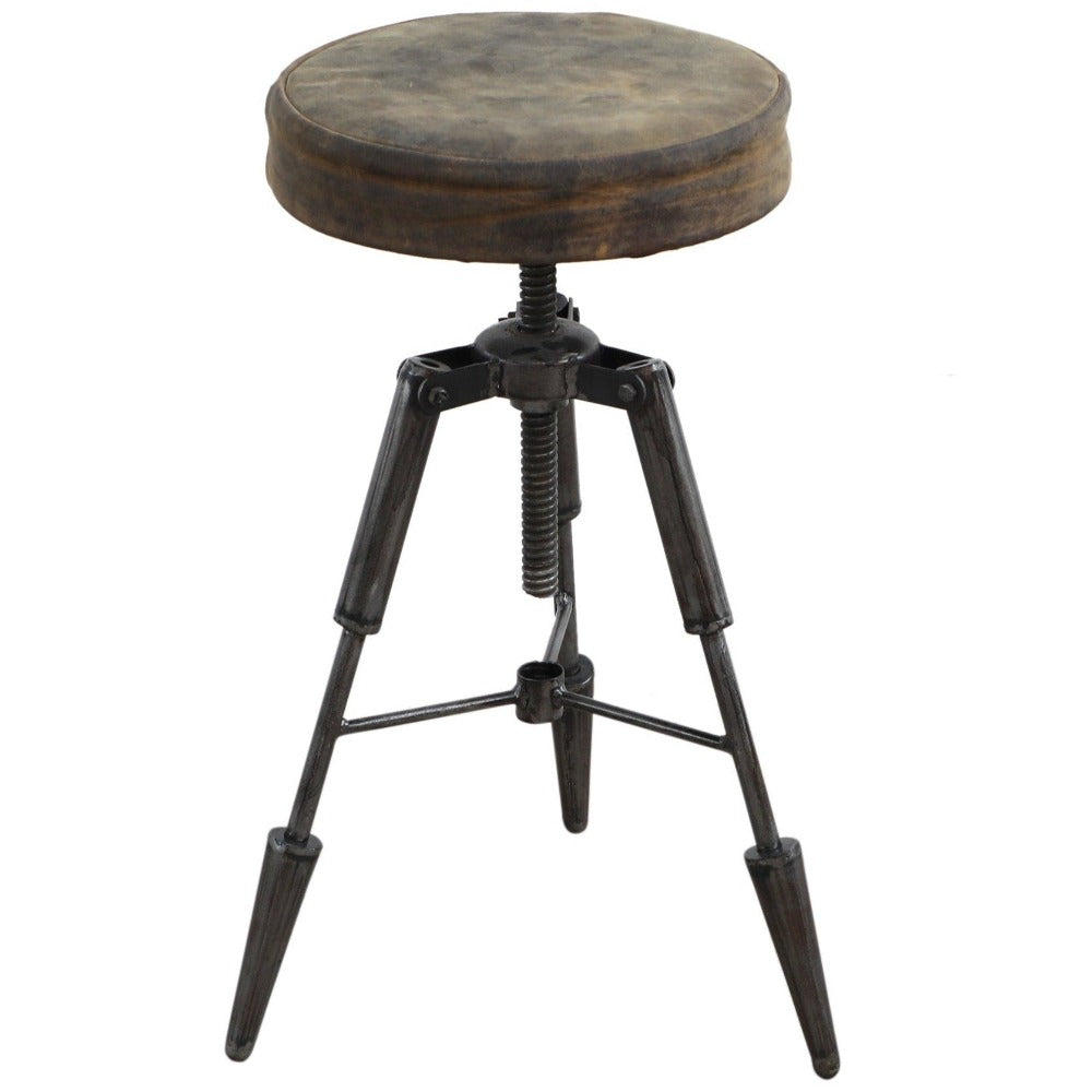 Tripod Windup Leather Stool