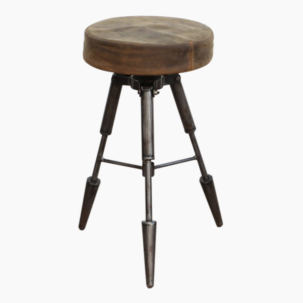 Tripod Windup Leather Stool