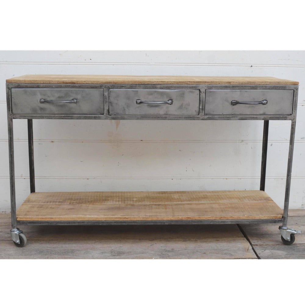 Console Table Steel Frame With Metal Drawers