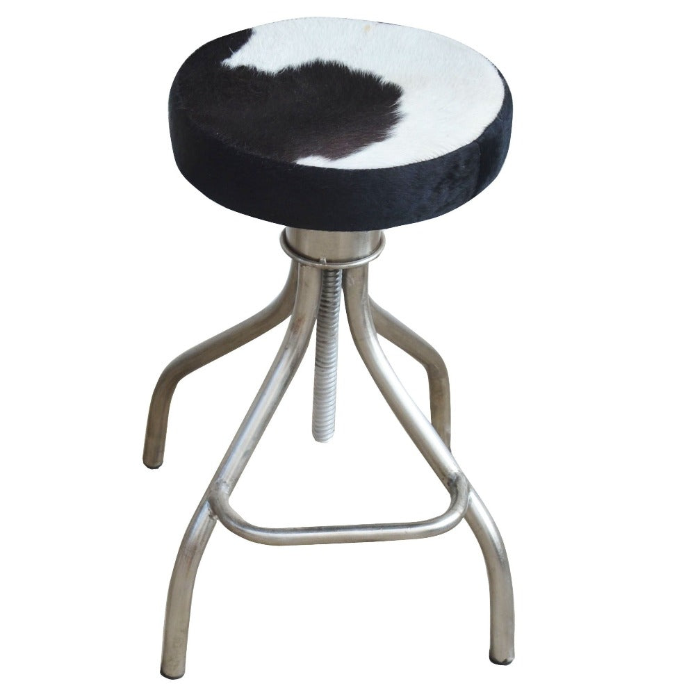 Chic Cowhide Wind Up Stool