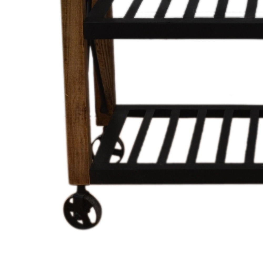 Hardwood Butlers Trolley On Wheels