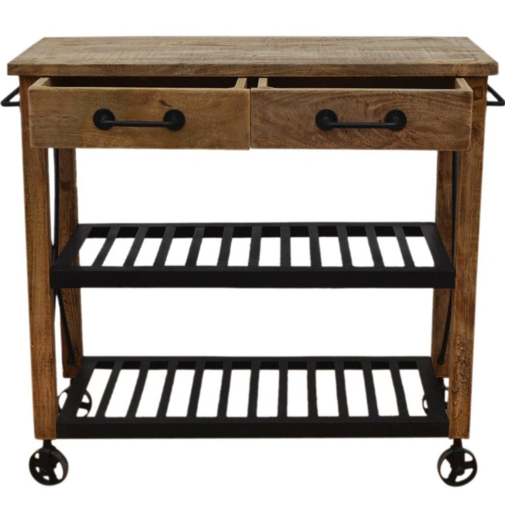 Hardwood Butlers Trolley On Wheels