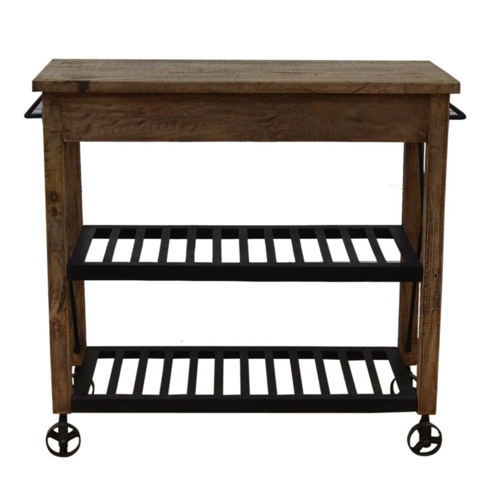 Hardwood Butlers Trolley On Wheels