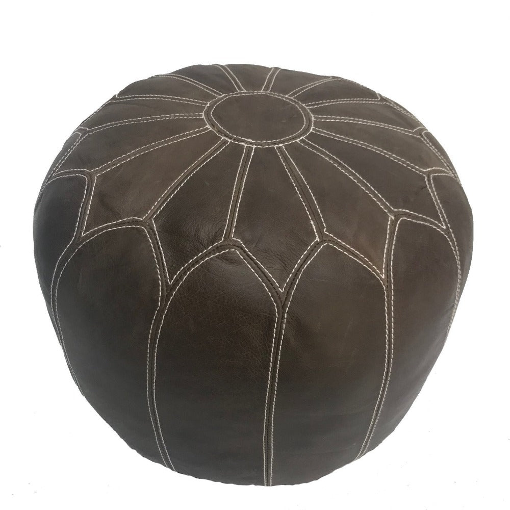 Moroccan Leather Ottoman Brown