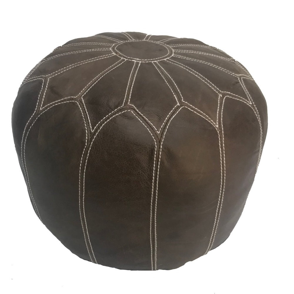 Moroccan Leather Ottoman Brown