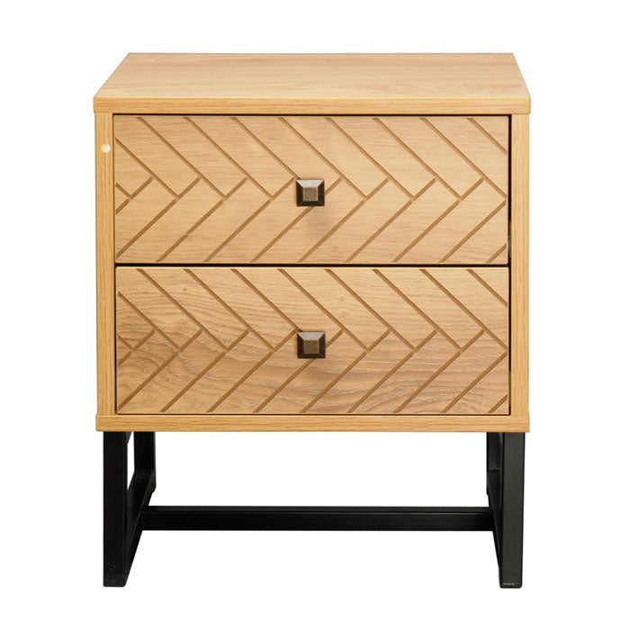 Chevron Pattern 2 Drawers Side Table