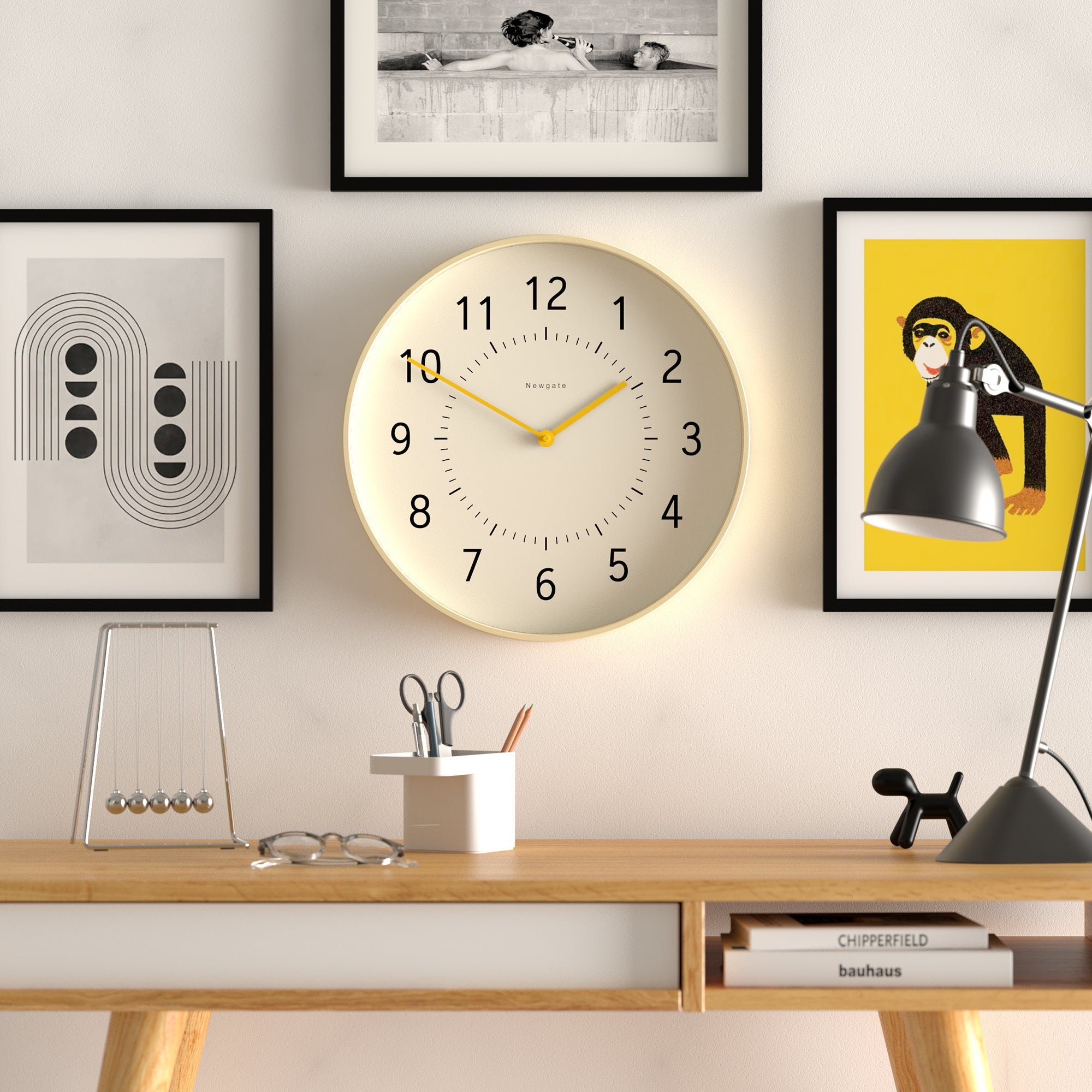 Newgate Monopoly Wall Clock With Yellow Hands