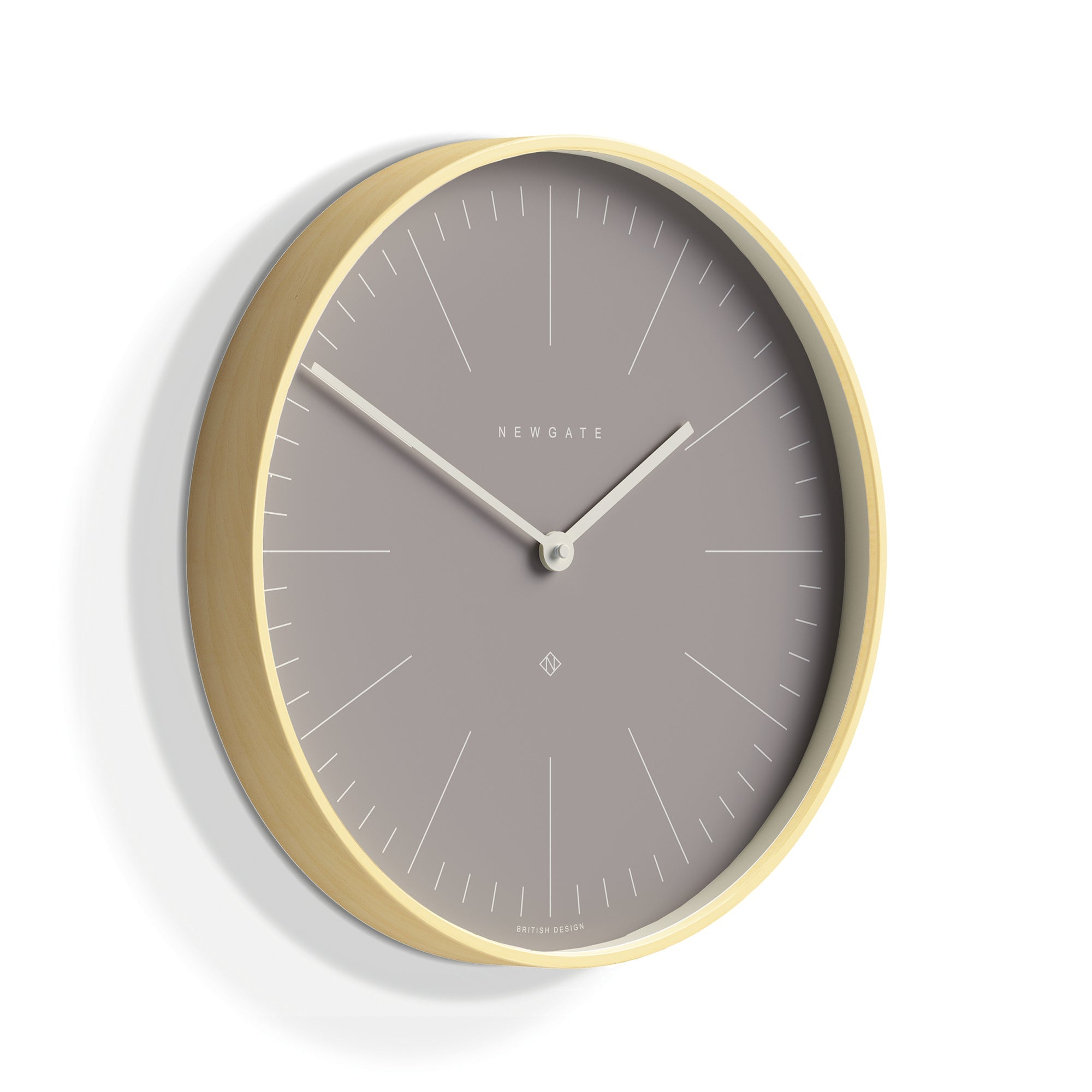 Newgate Mr Clarke Wall Clock Pale Wood Clay Grey Dial