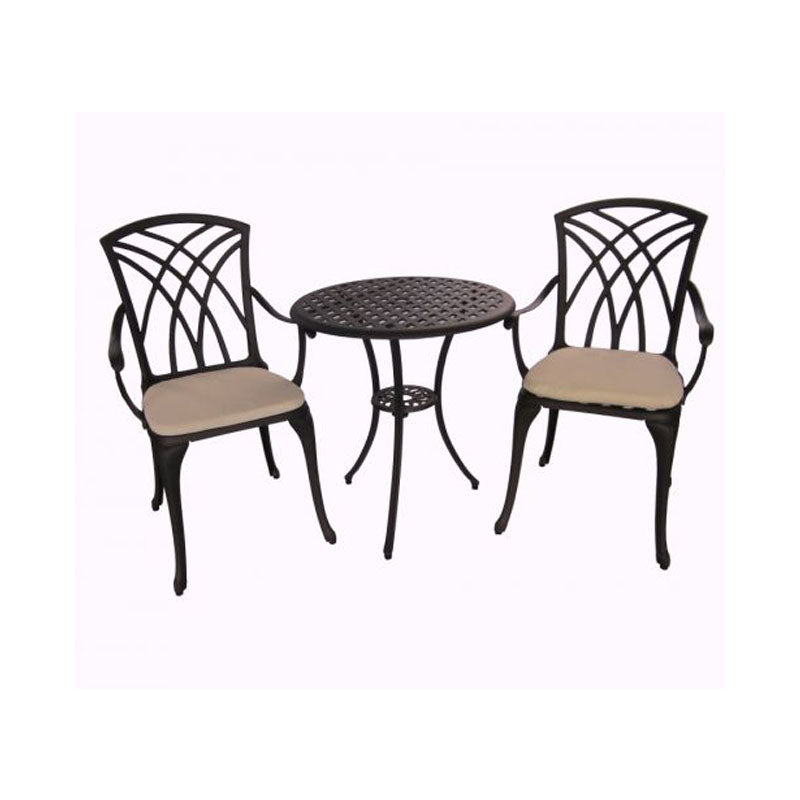 Lattice Cast Aluminium 2 Seater Garden Table Set