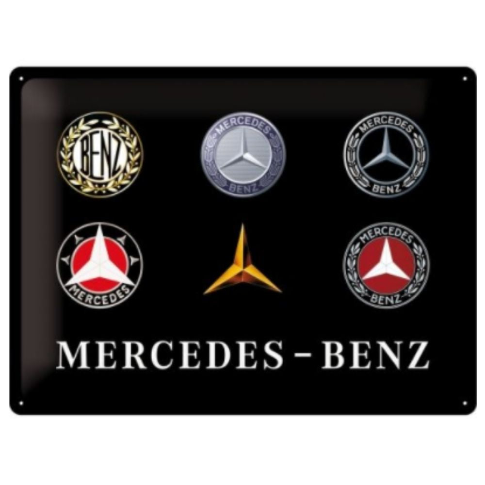 Mercedes Benz Logo Evolution Metal Sign