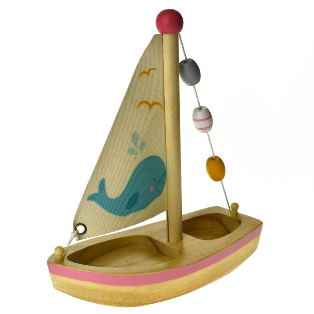 Kids Wooden Toy Sailboat Whale