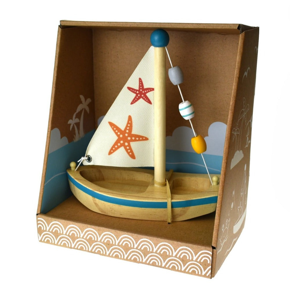 Kids Wooden Toy Sailboat Starfish