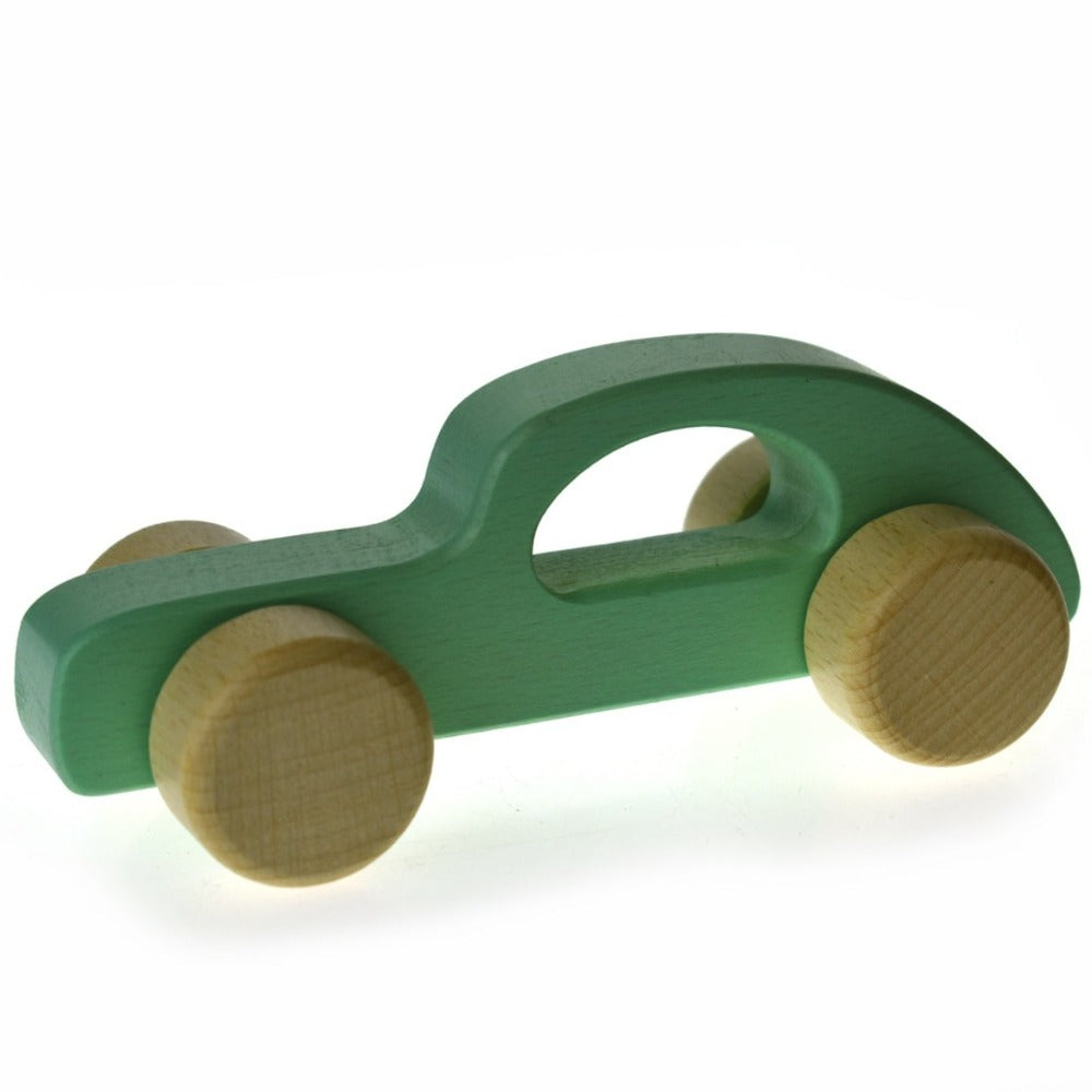 Toddlers Wooden Pull Toy Car Green