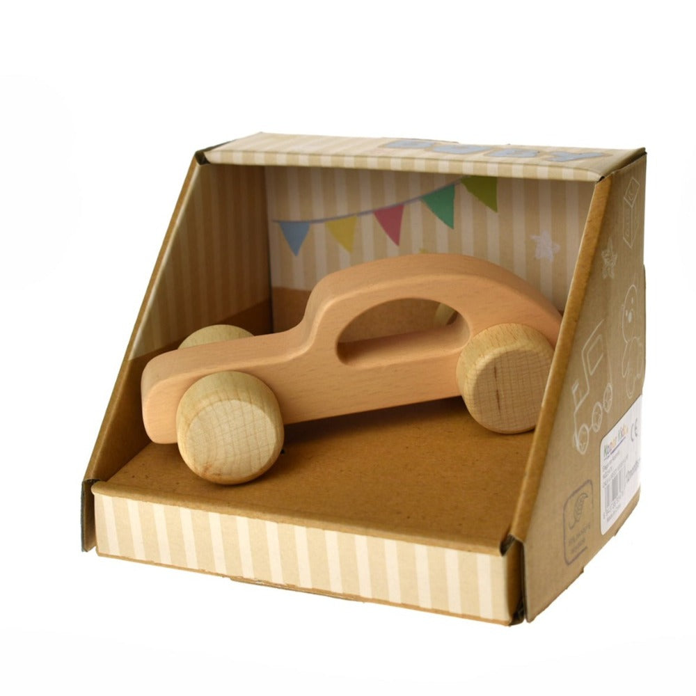 Toddlers Wooden Pull Toy Car Beige