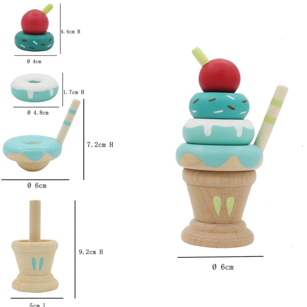 Kids Wooden Stacking Ice Cream Mint