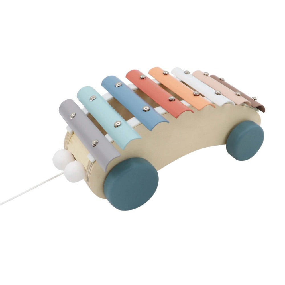 Toddlers' Pull Along Wooden Toy Xylophone Car