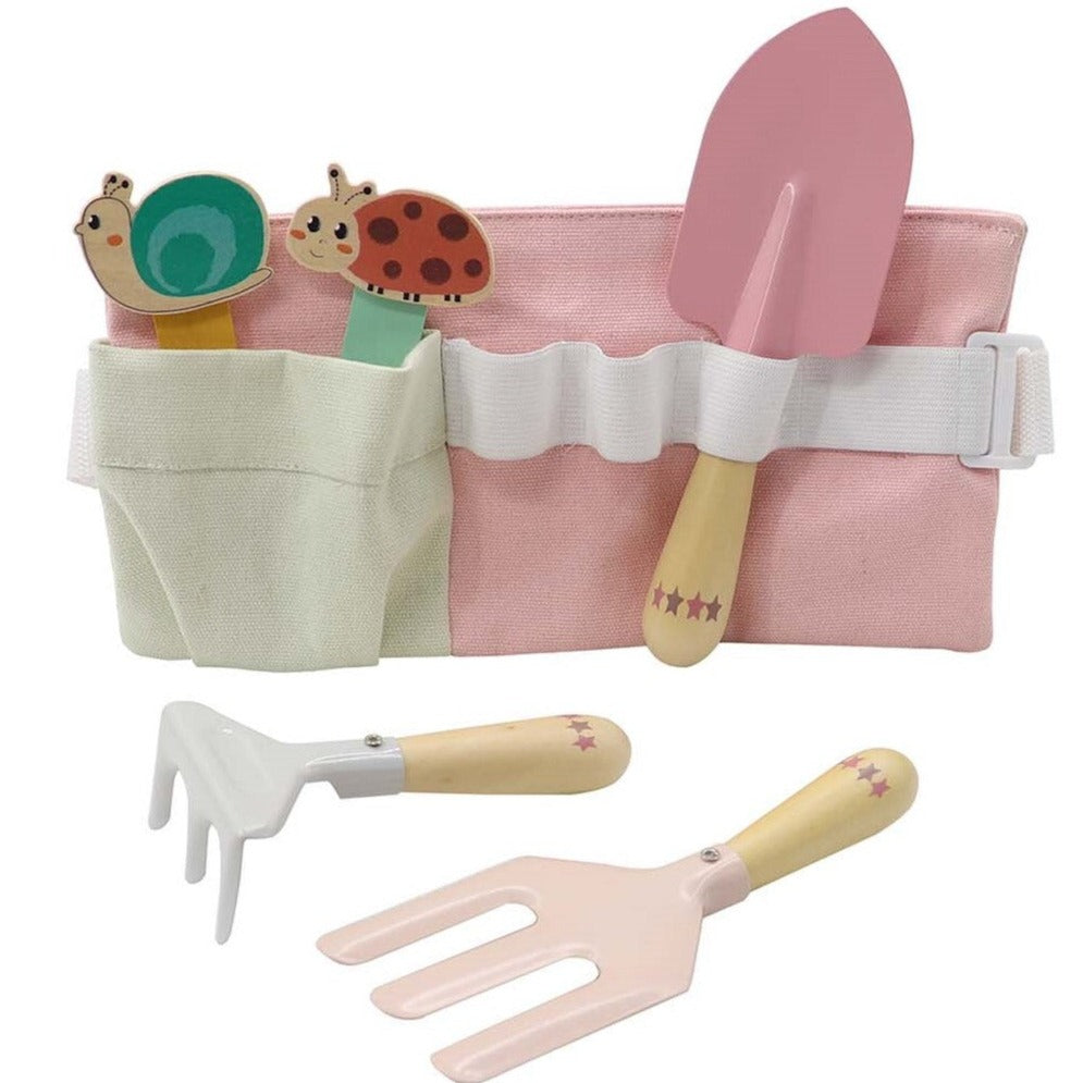 Kids 6Pcs Garden Tools With Belt Pink