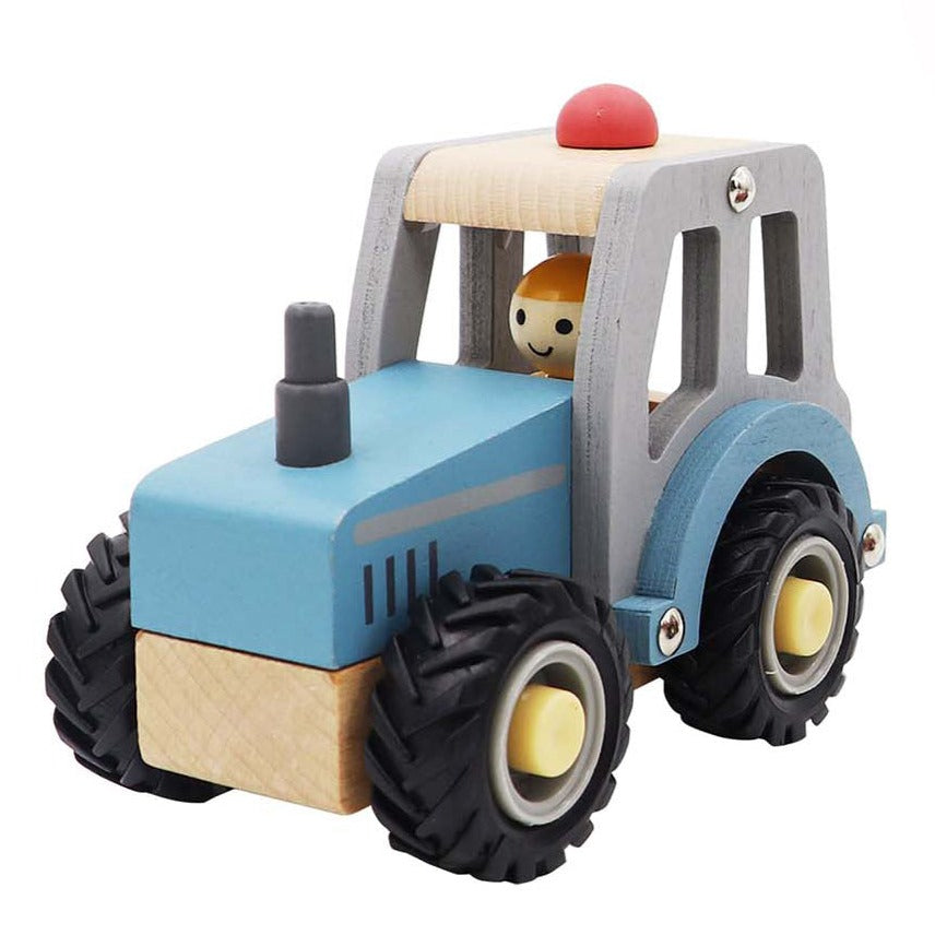 Kids Wooden Toy Vehicle - Blue Tractor