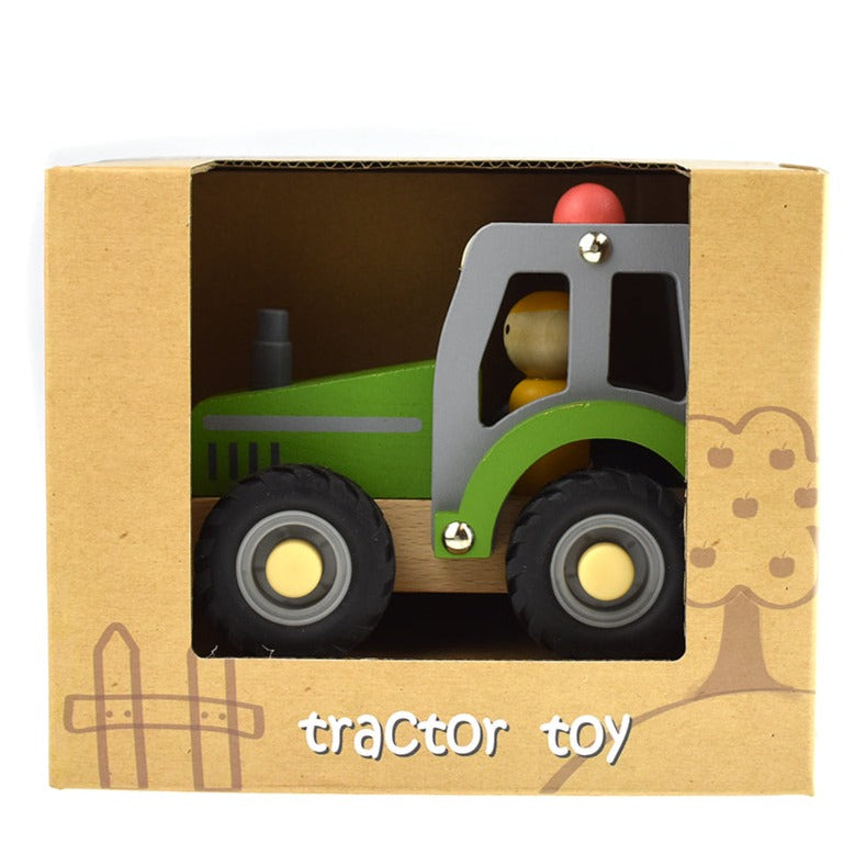 Kids Wooden Toy Vehicle - Green Tractor