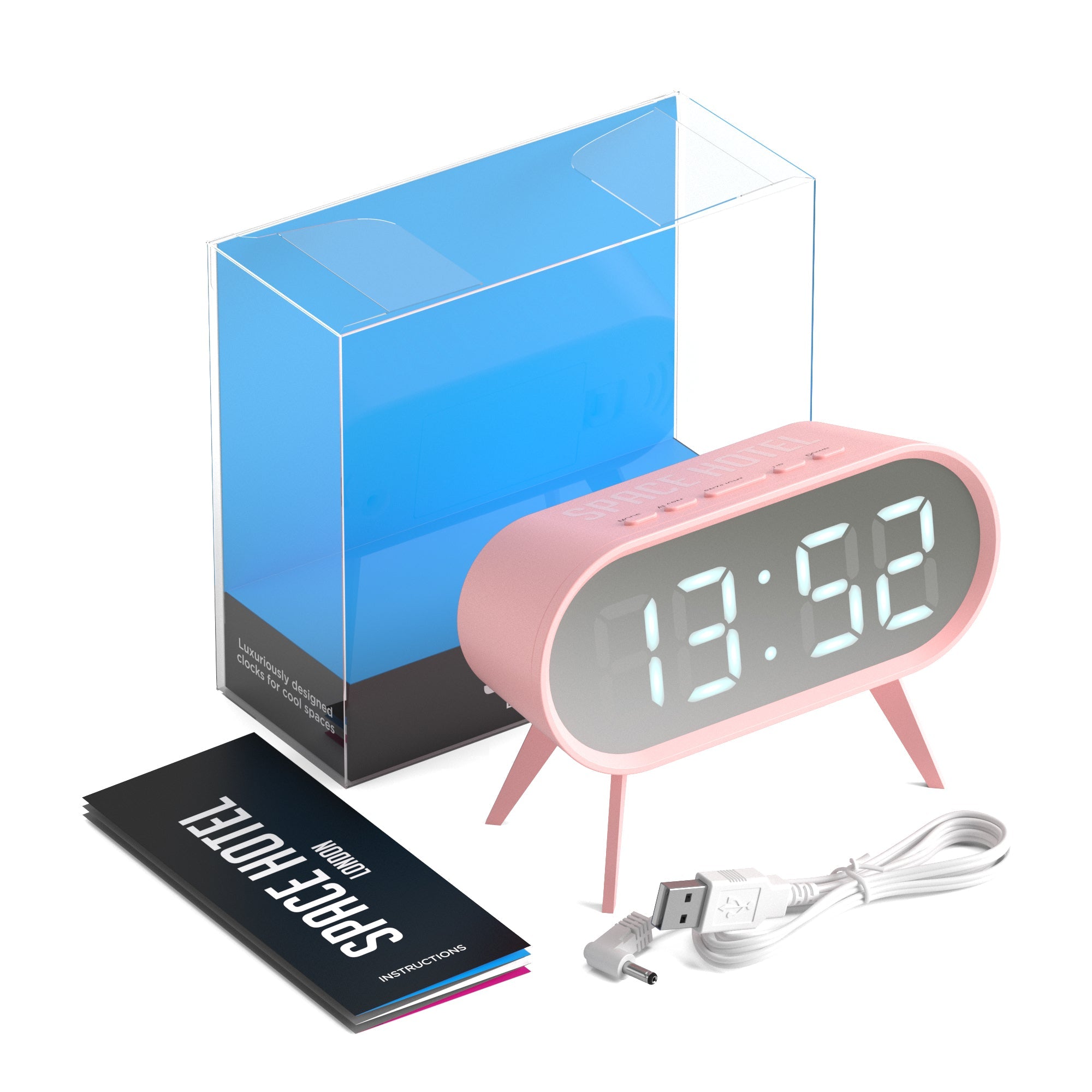 Newgate Space Hotel Cyborg LED Alarm Clock Pink