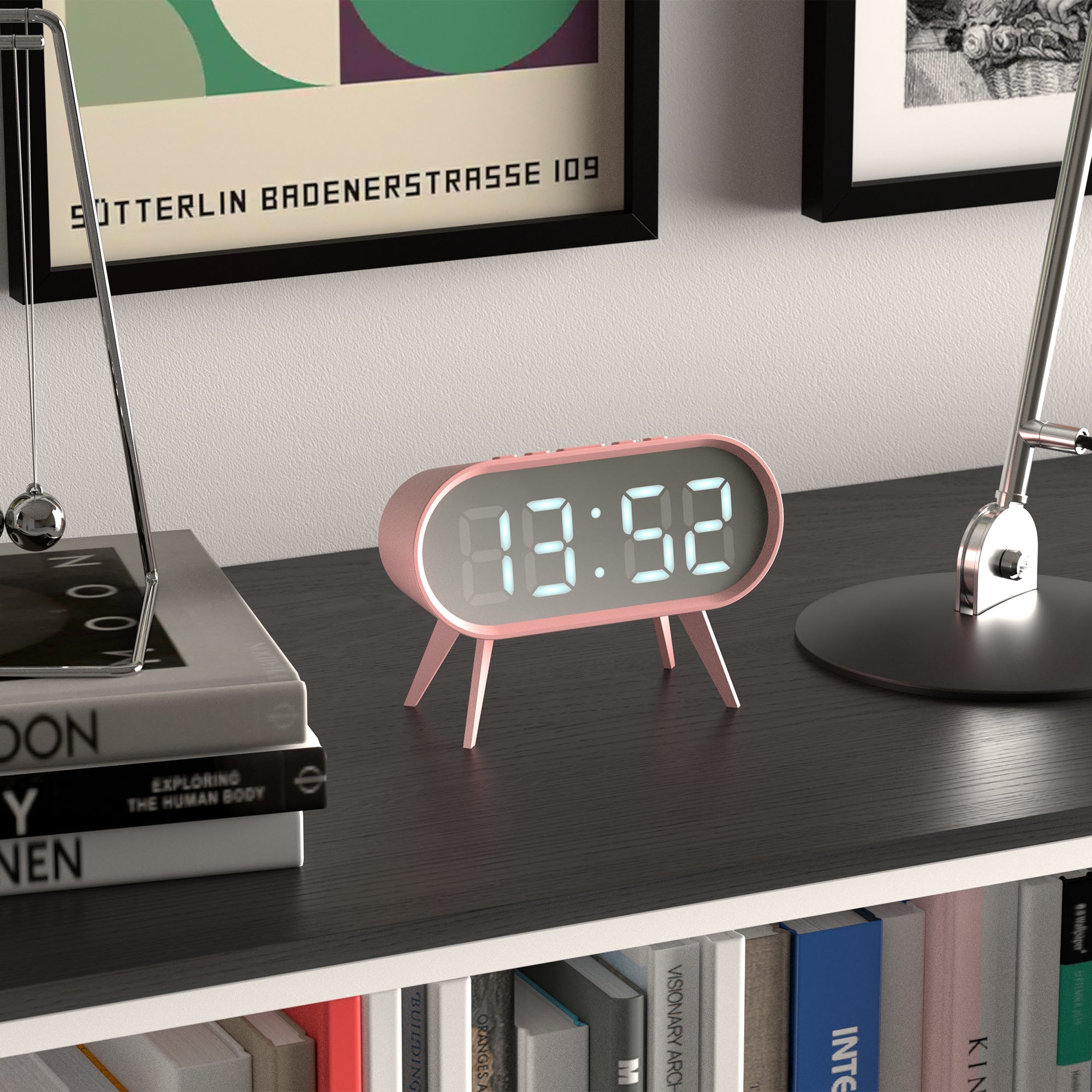 Newgate Space Hotel Cyborg LED Alarm Clock Pink