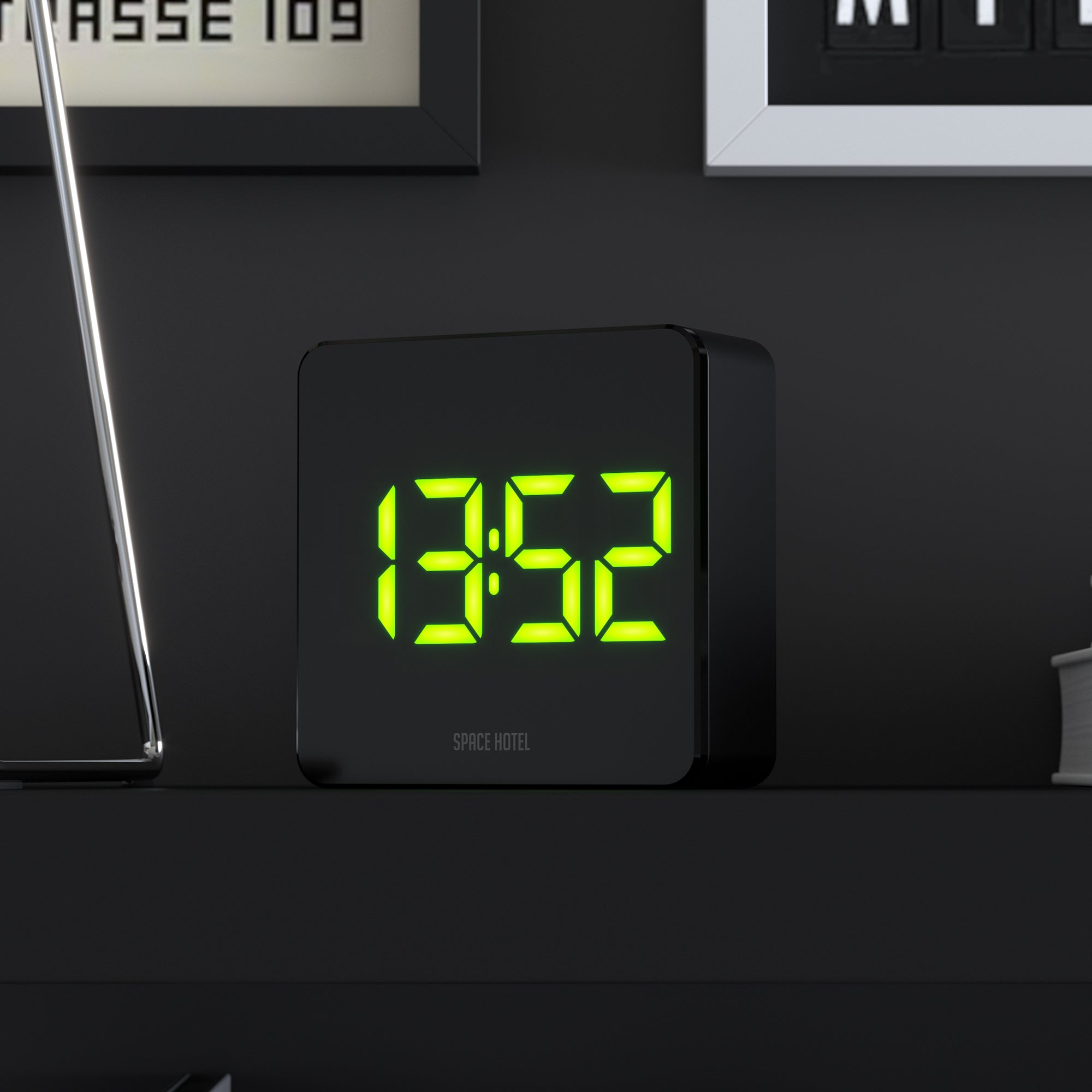 Newgate Space Hotel Orbatron Alarm Clock Black Case - Black Lens - Green LED