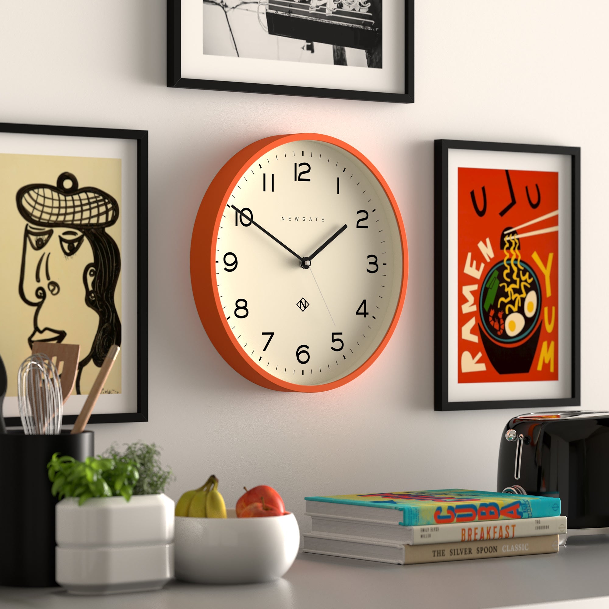 Newgate Echo Number Three Wall Clock Silicone Orange