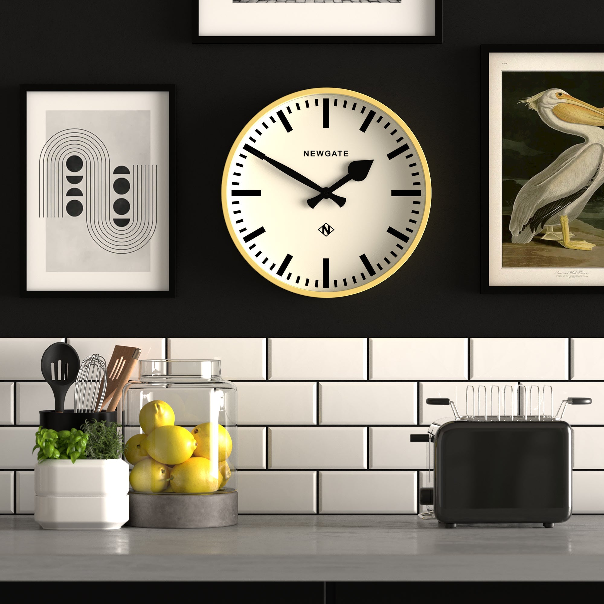 Newgate Railway Wall Clock Yellow