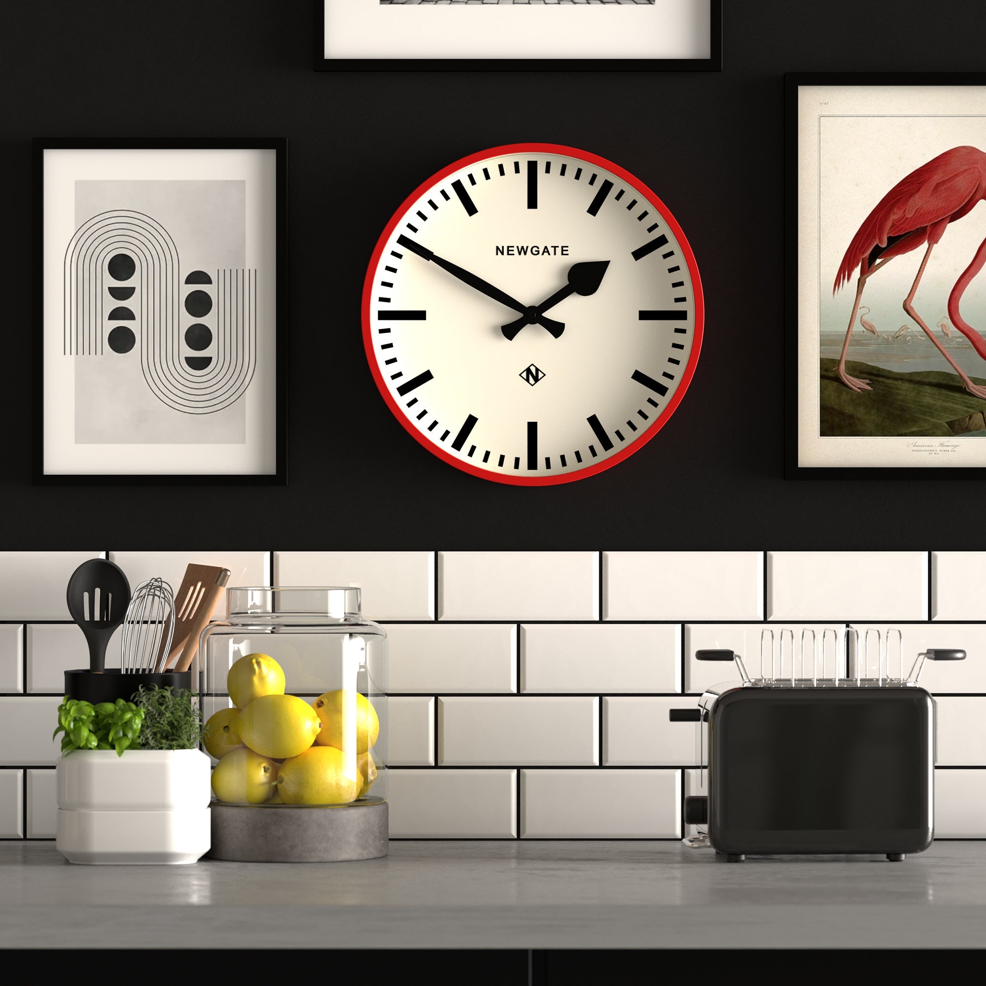 Newgate Railway Wall Clock Red