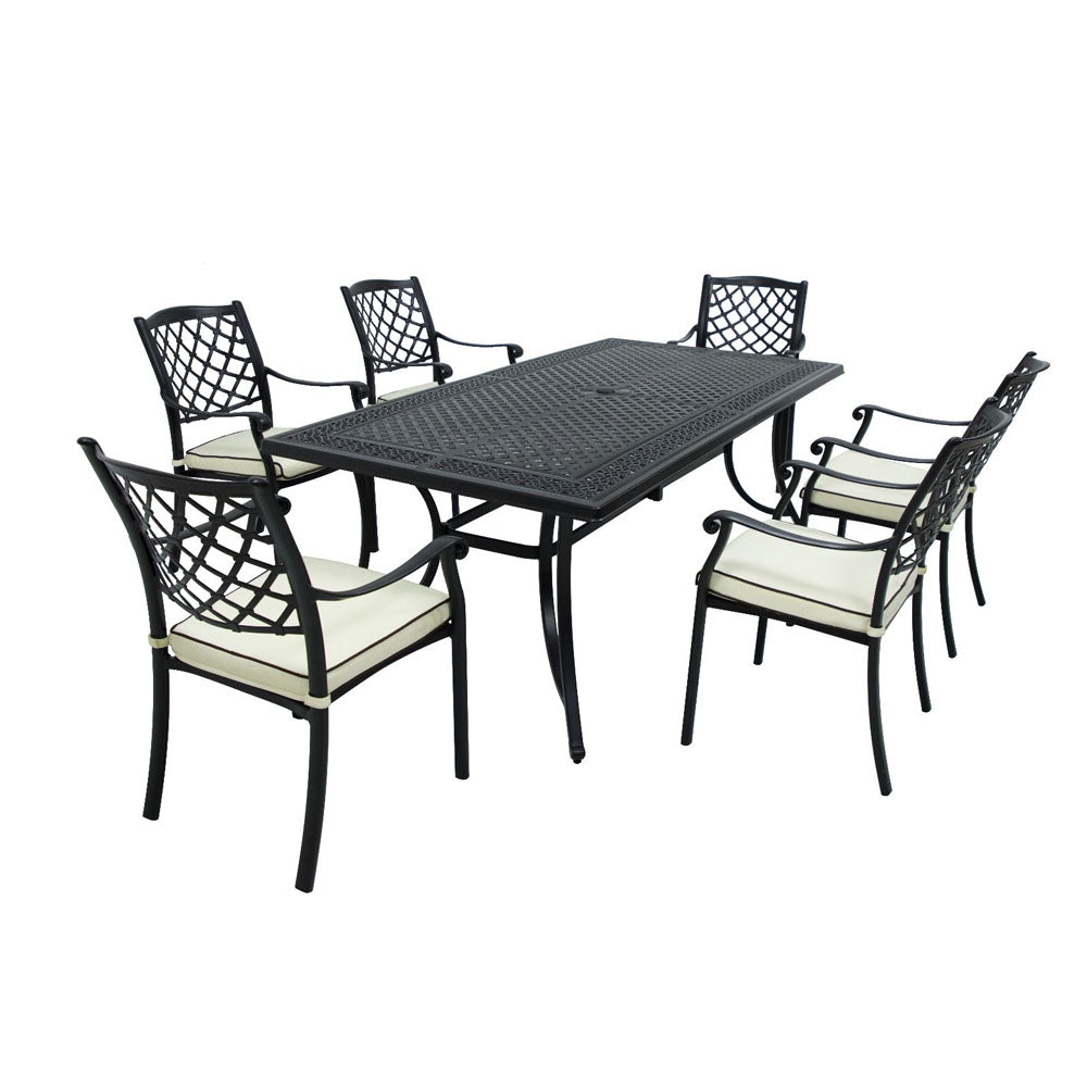 Unwind Cast Aluminium 6 Seater Outdoor Dining Set