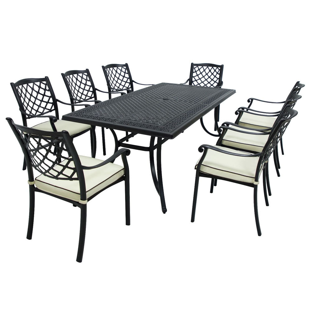 Unwind Cast Aluminium 8 Seater Outdoor Dining Set