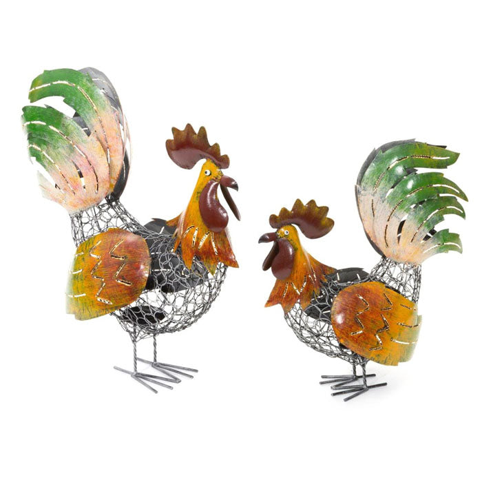 Set of 2 Roosters Candle Holders