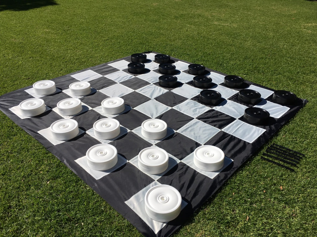 Giant Size Outdoor Draughts Checkers Game Set w/ Mat 3x3m