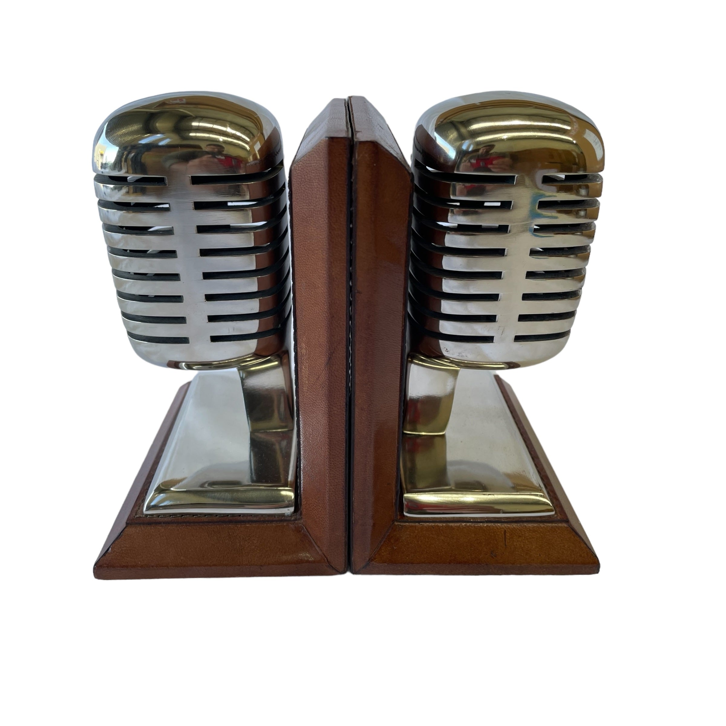 Microphone Leather Bookends Set Of 2 (Available in 3 Colors)