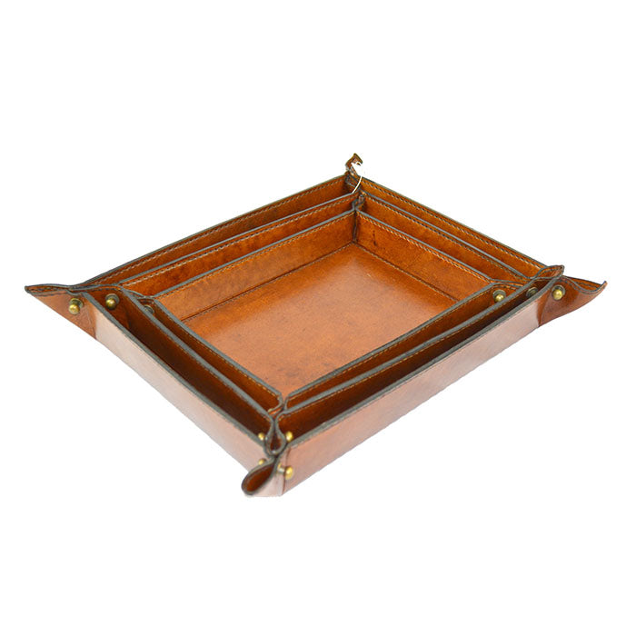 Set of 3 Rectangular Nesting Leather Trinket Trays (Available in 5 Colors)