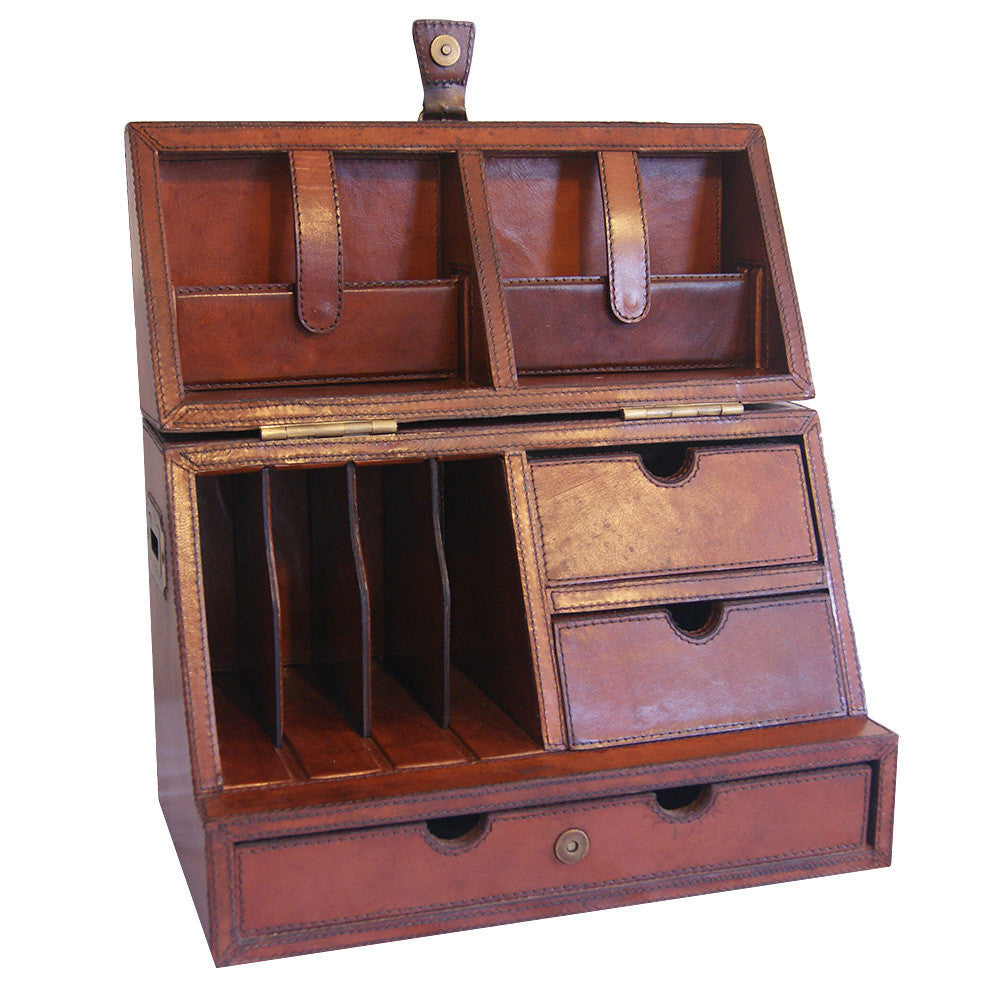 Leather Stationery Organiser Box (Available in 2 Colors)