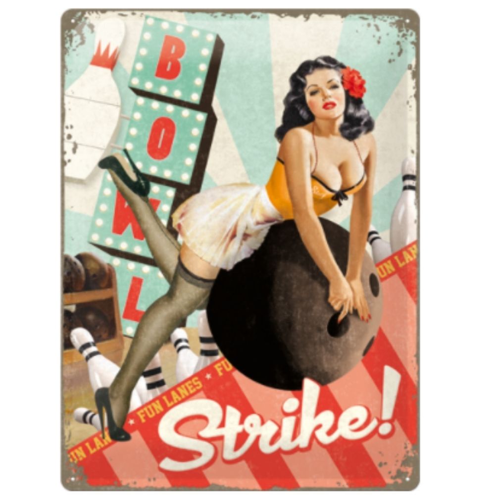 Strike Bowl Metal Sign