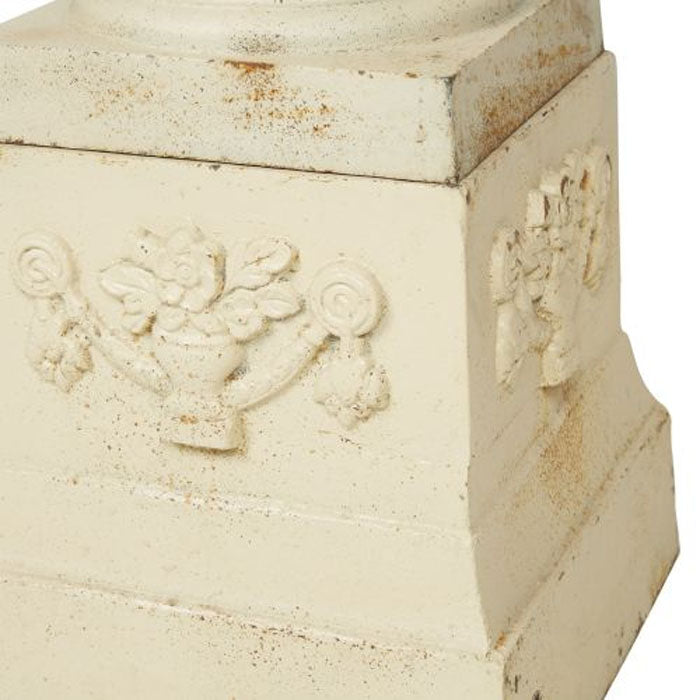 Wide Goblet Cast Iron Urn With Pedestal