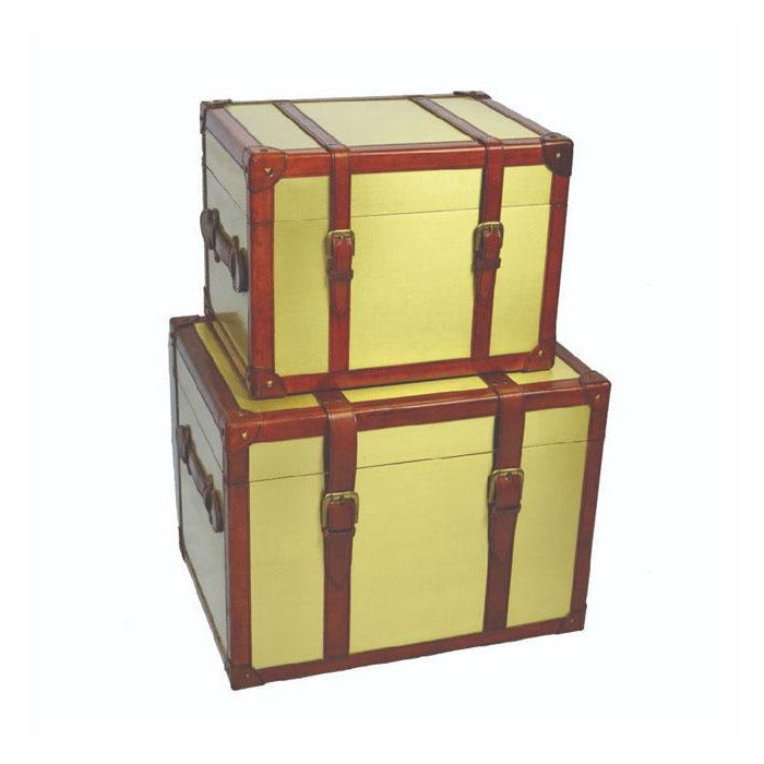 Set of 2 Metal Trunk Boxes