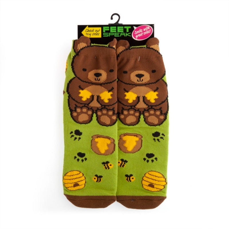 Cozy and Playful Bear Feet Speak Socks