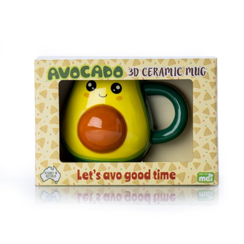 Whimsical Ceramic Avocado 3D Mug