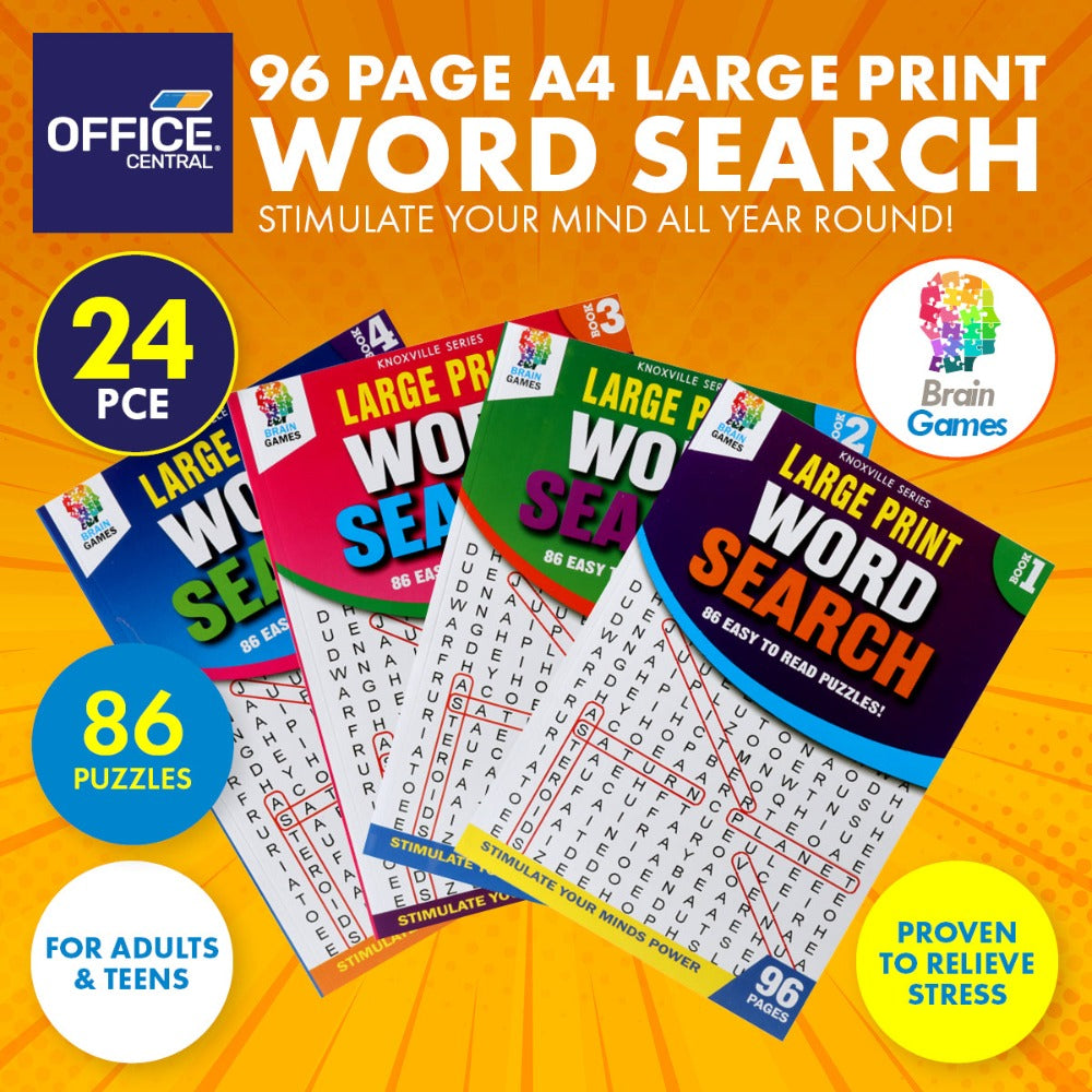 24Nos A4 Word Search Activity Books 86 Puzzles 96 Pages V2