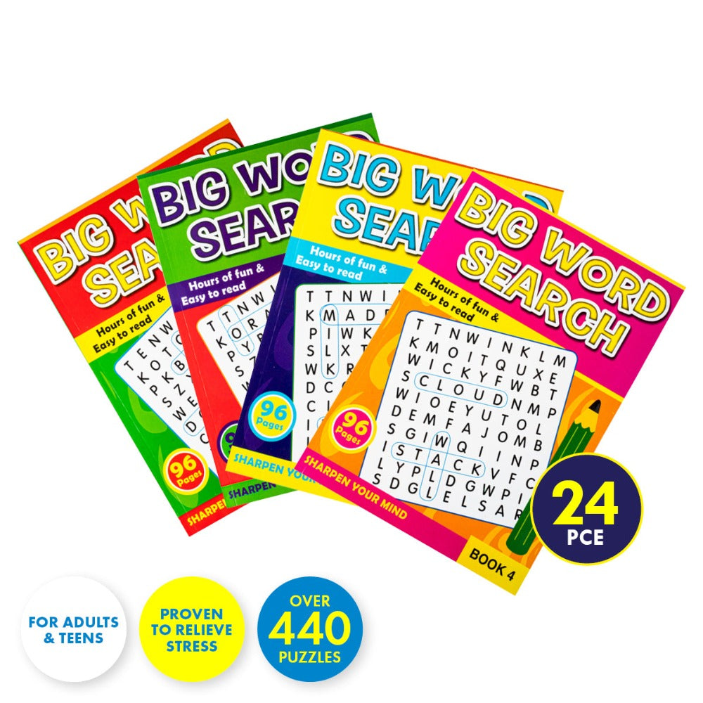 24Nos A4 Word Search Activity Books 86 Puzzles 96 Pages V1